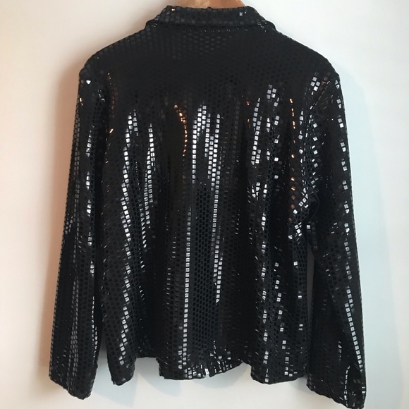 Black Tiled Shiny I.C Collection Jacket - Picture 2 of 2